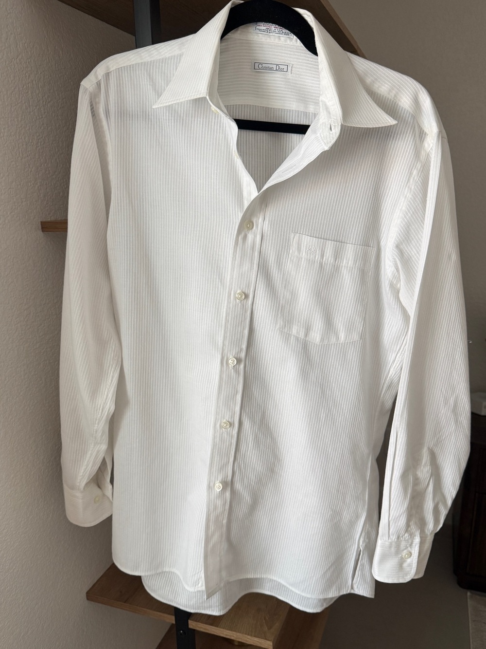 Vintage Christian Dior Monsieur White Striped Button-Up